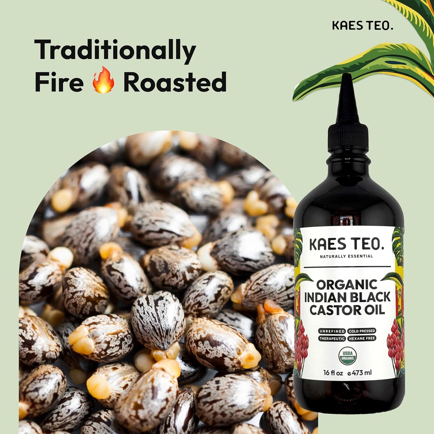 Organic Black Castor Oil for Hair Growth 16 fl oz - Not Jamaican Black Castor Oil, 100% Pure, Cold Pressed Hexane Free - USDA Certified, Skin, Nail, Scalp, Thicker Eyebrows & Eyelashes