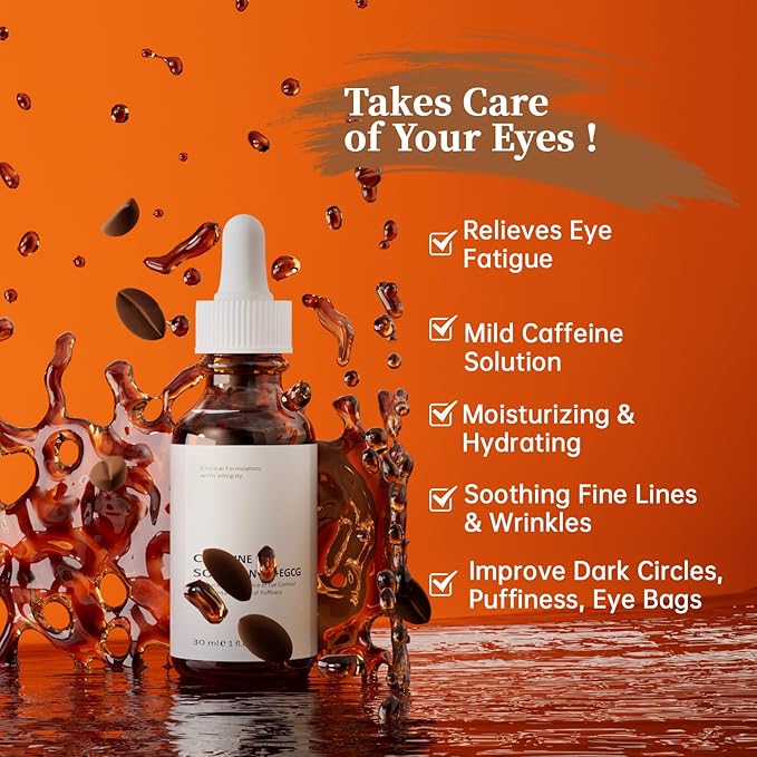 Caffeine Solution 5% + EGCG For Face, 30ML Moisturizing Caffeine Eye Serum For Dark Circles & Puffiness, Under Eye Solution For Fine Lines.