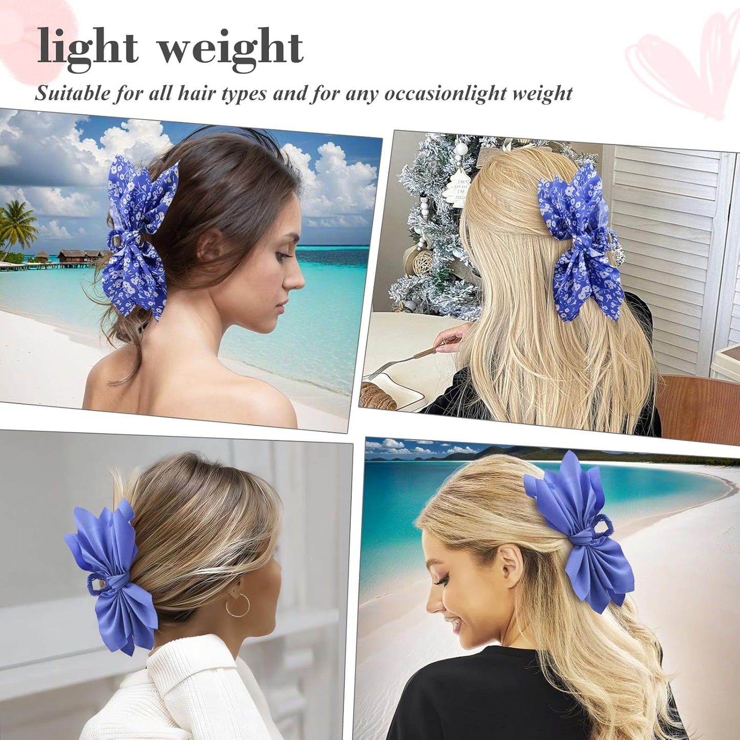 Bow Claw Clips Bow Hair Clips 2PC Blue Big Hair Bows for Women Butterfly Styling Large Hair Clips for Thick Hair for Girls Hair Accessories for Teen