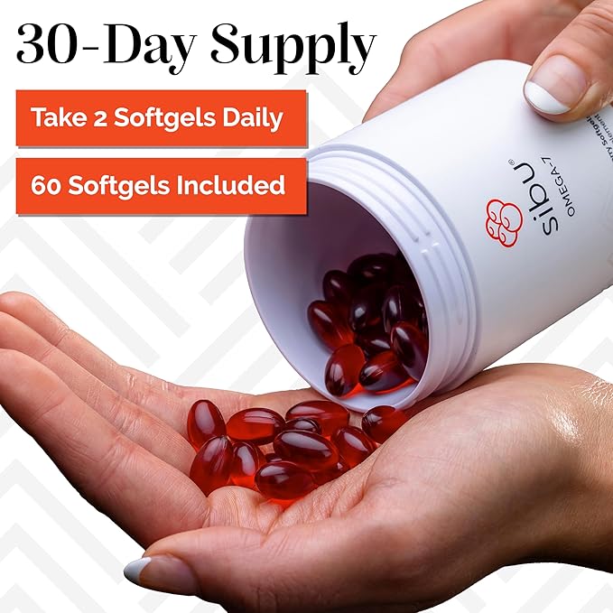 sibu Omega-7 Softgels Starter Kit, Premium Organic Himalayan Sea Buckthorn Oil (60ct, 30 Day Supply) – Supplement for Healthy Skin, Hair, Nails and Dryness