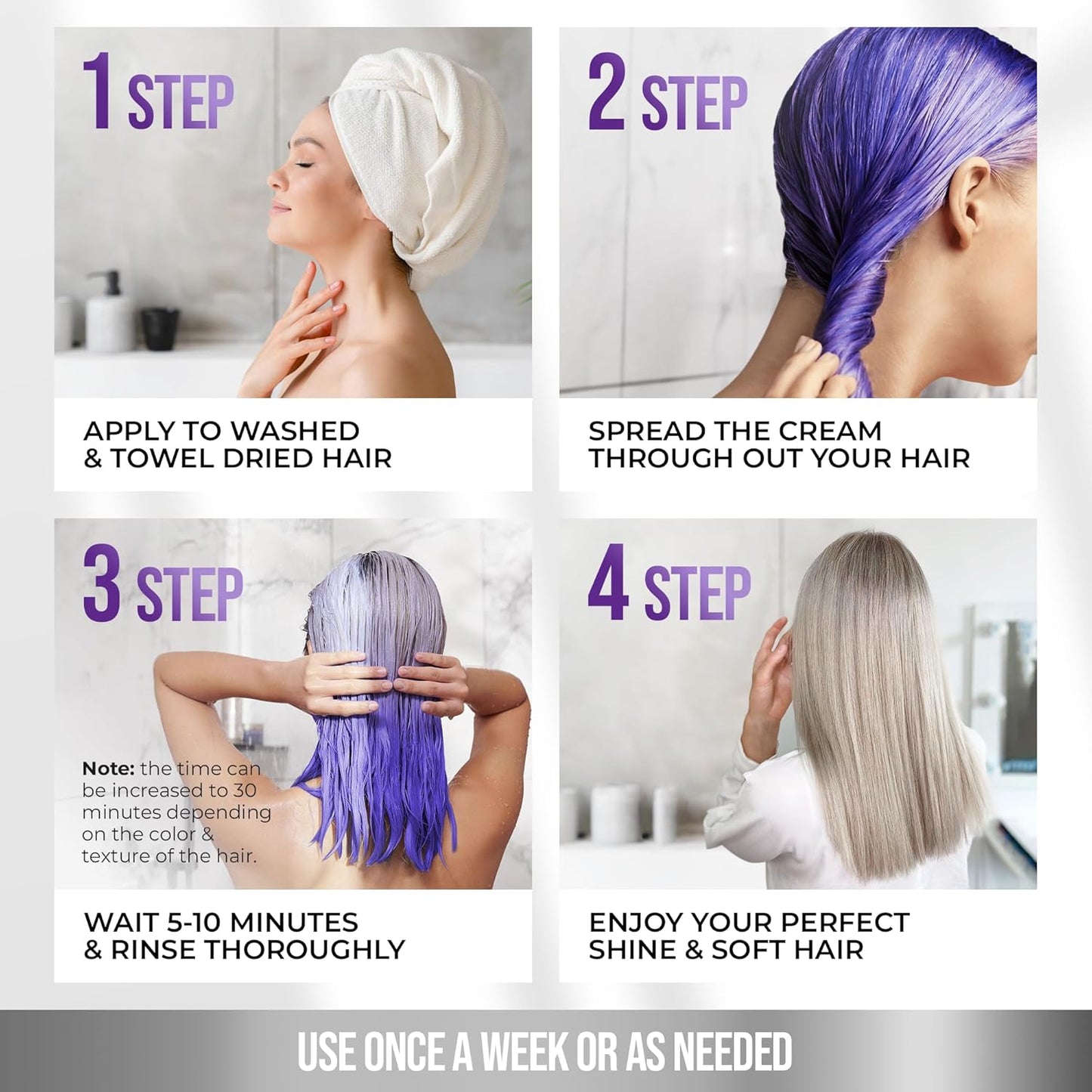 SUNATORIA New Keratin Purple Hair Mask - Blonde Hair Purple Toner - Repair & Nourishment Treatment For Bleached, Brassy Hair Color Corrector - Deep Conditioner For Color Treated Locks