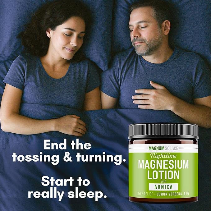 Nighttime Magnesium Lotion with Arnica – Soothing Relief & Relaxation, Highly Concentrated Magnesium for Muscles & Joints – Apply to Legs or Feet Before Bed – Skin-Friendly
