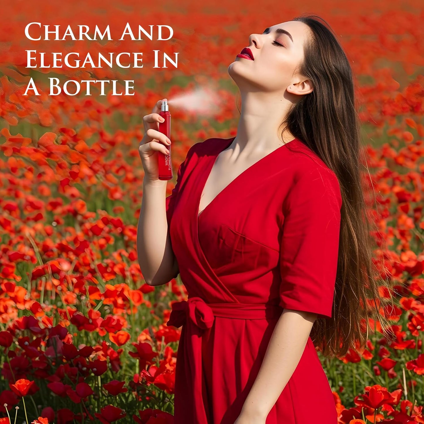 Magic Flower Red for Women - Fruity Floral Fragrance - Top Notes of Mandarin Orange, Sour-Sweet Rhubarb & Black Currant - Bse Scent of Jasmine, Peony & Vanilla - Vegan & Cruelty-Free, Parfume Women