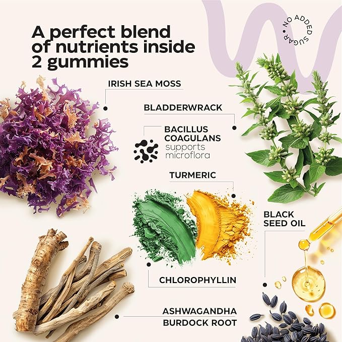 Collagen and Sea Moss Gummies Bundle - Collagen Peptides, Irish Sea Moss, Biotin, Keratin, Bladderwrack - Gummy Supplement for Immunity, Detox, Healthy Hair, Skin and Nails - for Men and Women