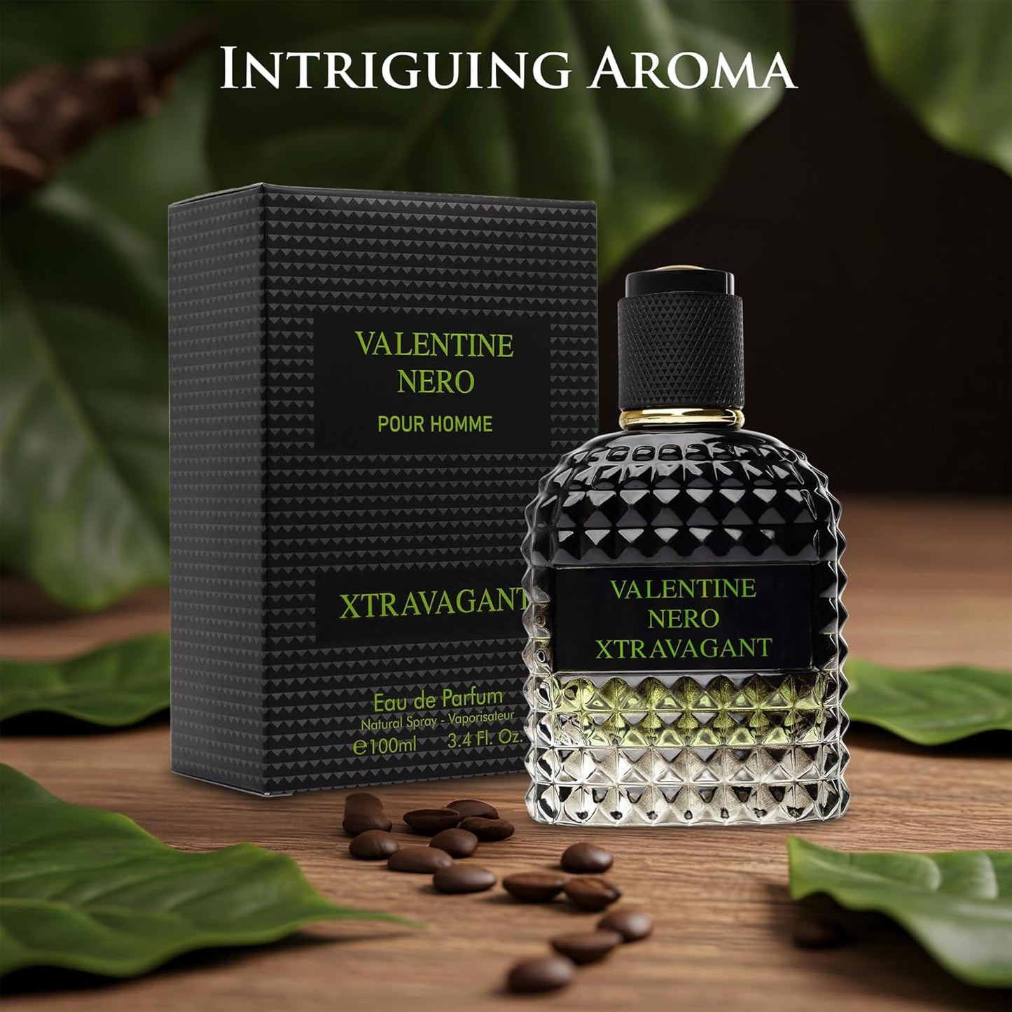 Valentine Nero Xtravagant for Men - Oriental Fougere Fragrance - Top Notes of Calabrian Bergamot & Espresso Coffee Accord - Base Scents of Refined Vetiver - Elegant 100ml Bottle, Parfume for Men