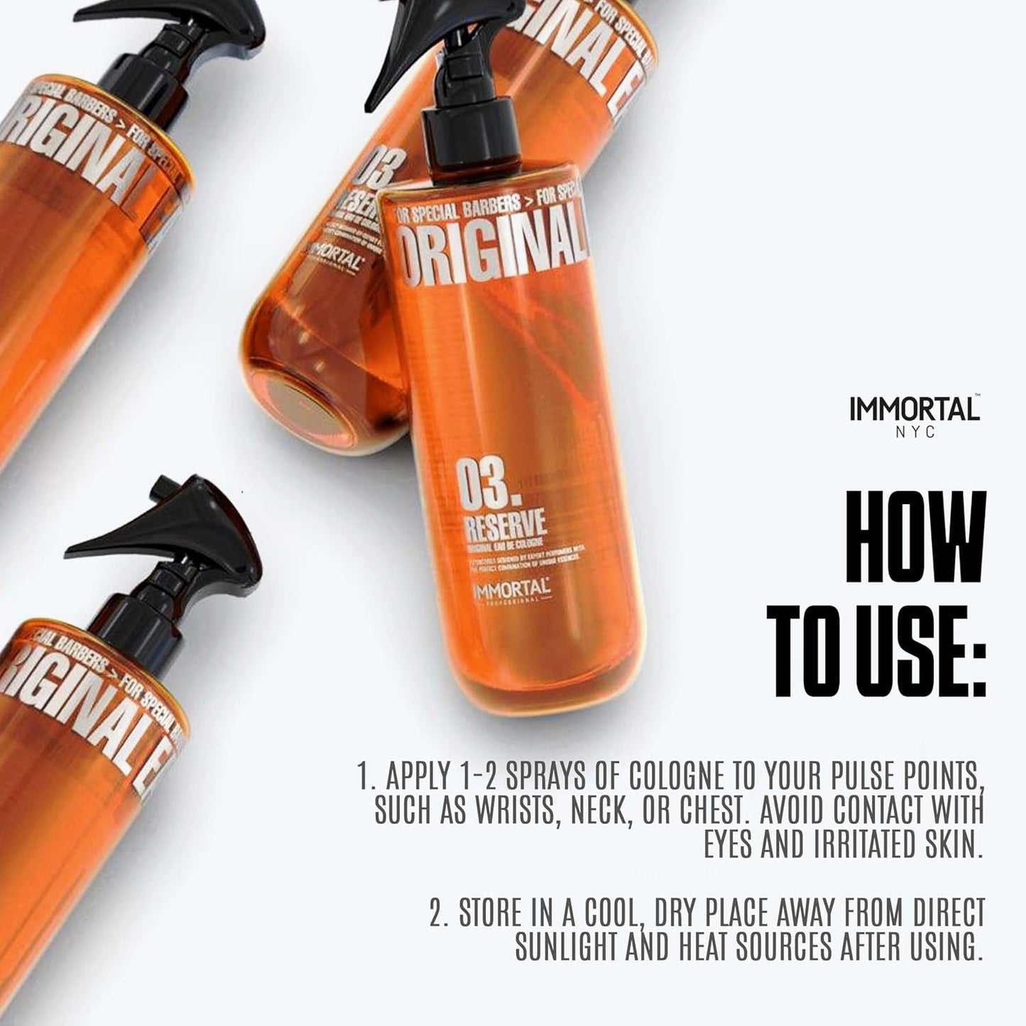 Immortal NYC Reserve 03, After Shave Spray Body/Face Men's Cologne, 17 oz - Exclusive Barbers - Softens Skin - Refreshes/disinfects and Relieves Face and Skin - Moisturizing Formula After Shaving