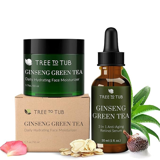 Tree To Tub Hydrating Face Moisturize and Face Serum for Face & Wrinkles - Water-Based Hyaluronic Acid, Vitamin C & E, Organic Aloe, Green Tea, Natural Ginseng and Hydrating Facial Serum for Dry & Sen