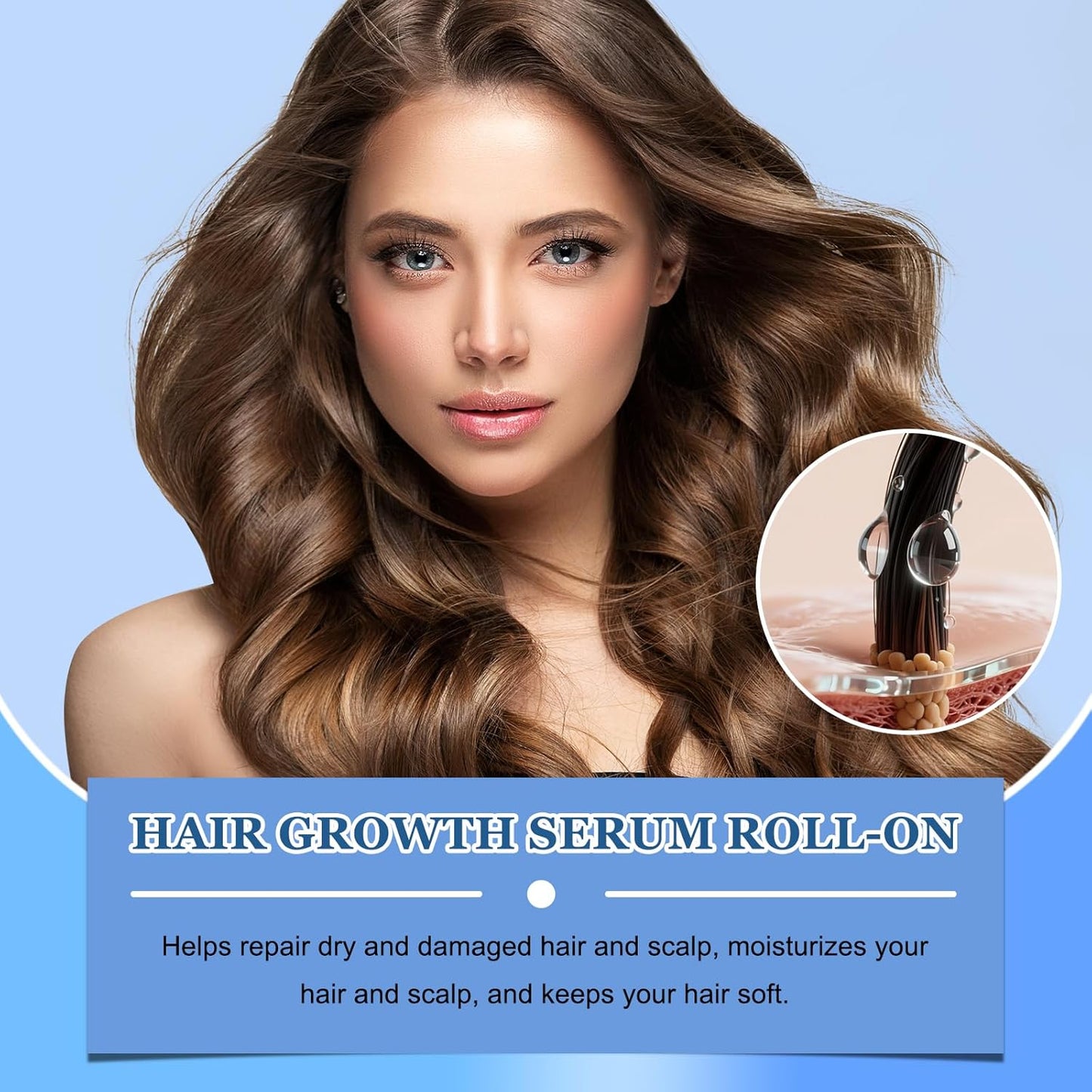 3Pcs Advanced Hair Growth Roll-On Serum, Promotes Growth, Reduces Hair Loss, Nourishes Scalp & Roots with Vitamin E & Natural Oils, For All Hair, Women & Men