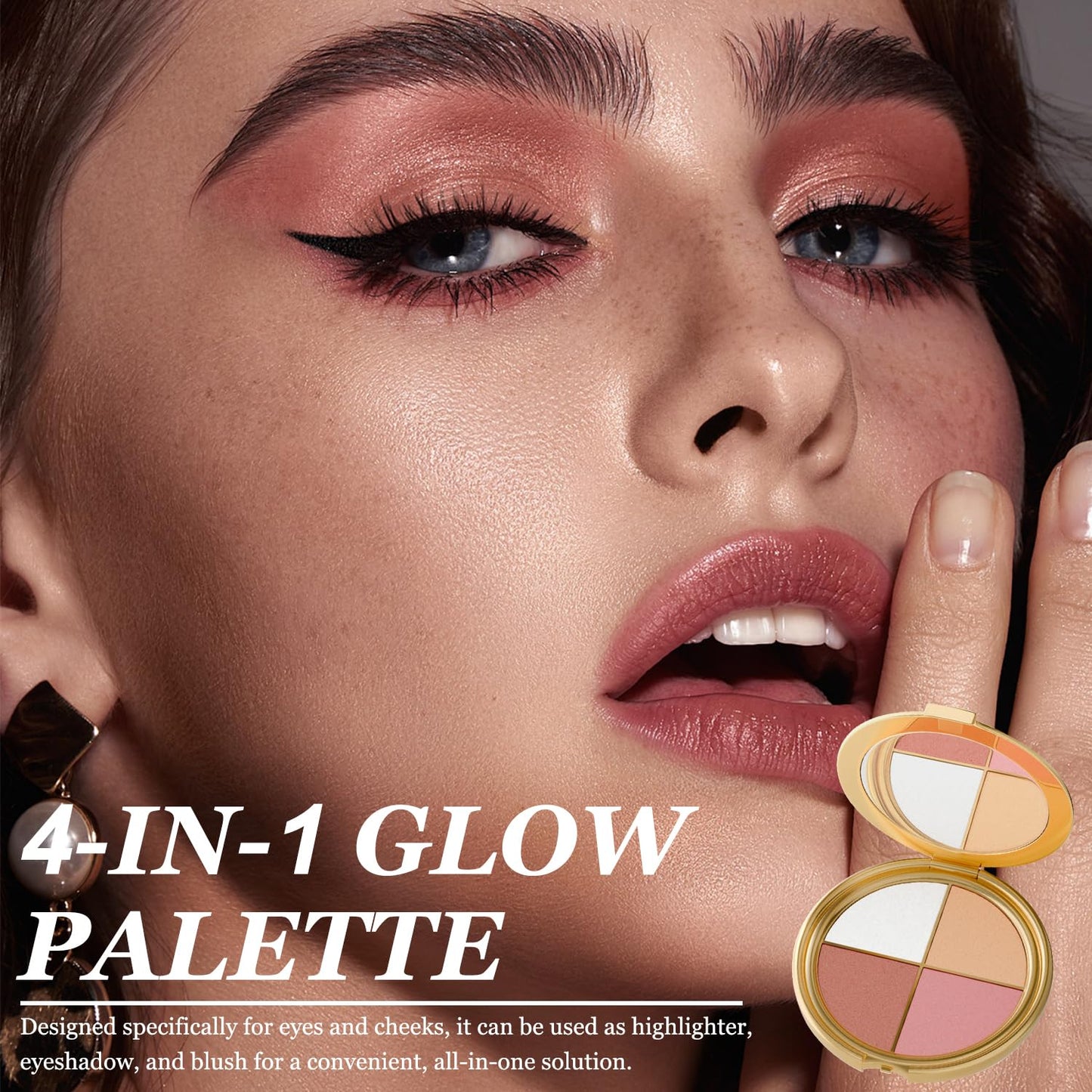 Eye & Cheek Palette - Eyeshadow and Highlighter Makeup, Multifunctional Makeup Palettes Contour Kit, Shimmer Glow Face Highlighter Palette for Women, Natural Glow Contour Powder