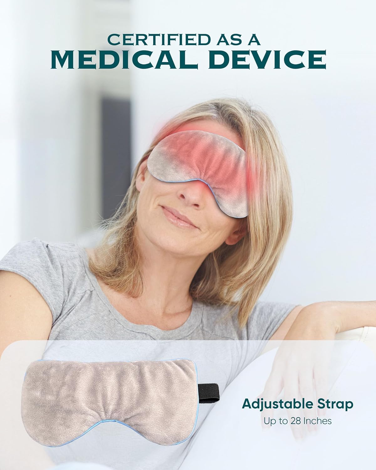 Heated Eye Mask for Dry Eyes, Stye, Blepharitis & Puffiness Relief – Microwavable Warm Compress with Soft Fleece Reusable Mask for Fatigue, Strain, Sinus & Irritation – Grey