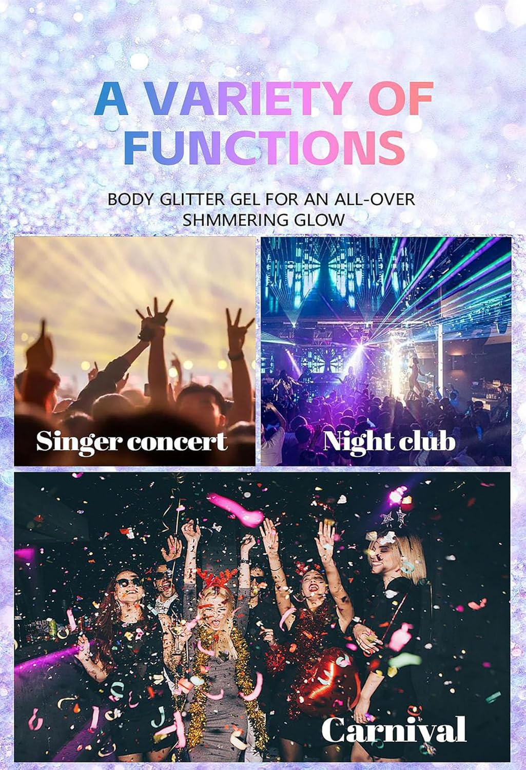 Gold Body Glitter Stick, Holographic Sequins Sparkling Neon Accessories Makeup Outfit Party Hair and Body Glitter Gel Makeup.