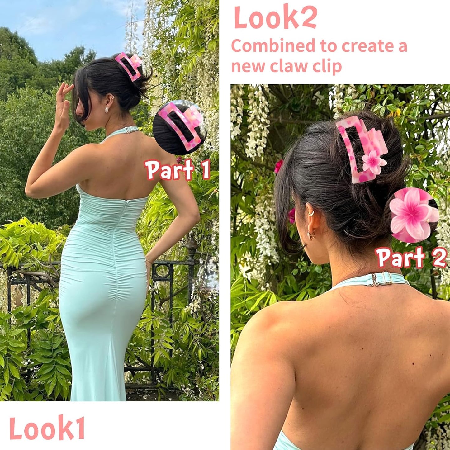 Hair Claw Clips for Women Girls,3PCS Big Claw Clips for Thick Thin Hair Claws,6PCS Small Hawaiian Flower Hair Clups,Cute Womens Hair Accessories,Summer Beach Vacation Essentials (multicolored)