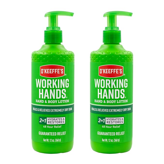 O'Keeffe's Hand and Body Lotion - 12 oz Pump (2 Pack) - Healing Lotion, Relieves Extremely Dry Skin