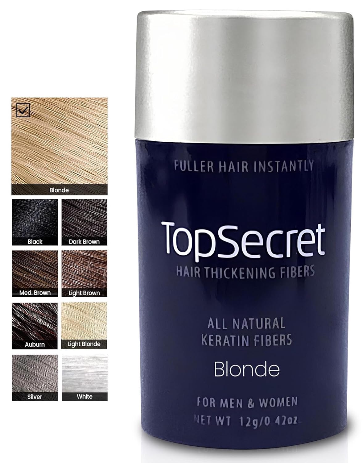 Top Secret Hair Thickening Building Fibers Refills - Undetectable & Natural Hair Filler - for Men & Women - Instantly Fill In Fine Thinning Hair - Weather & Sweat Resistant (Blonde, Regular)