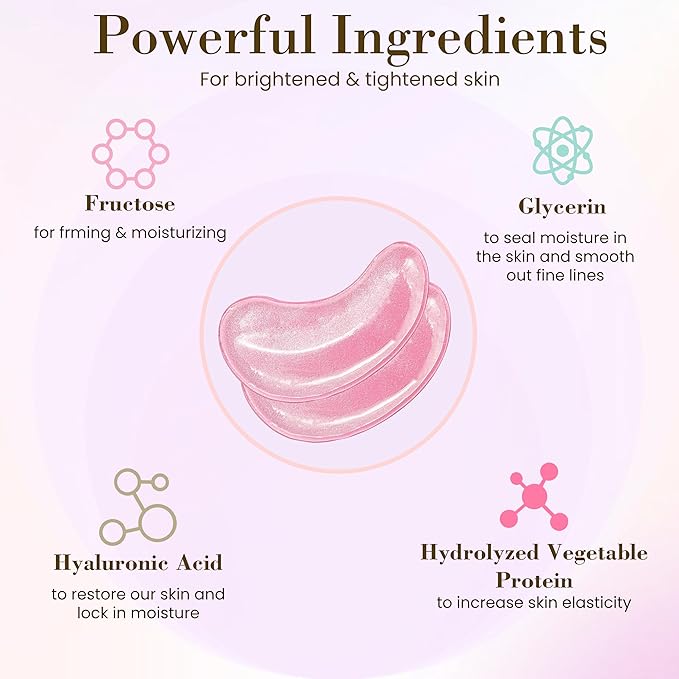 32 Pairs Pink Under Eye Patches, Rose Cooling Hydrating Eye Mask for Dark Circles Puffiness Puffy Eyes, Anti Wrinkle Collagen Undereye Pad, 32 Sets Women Travel Beauty Skincare Face Gel