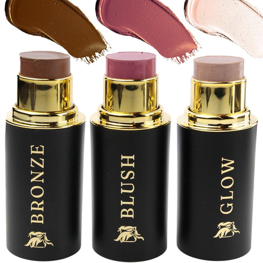 Contour Trio with Cream Blush, Bronzer & Highlighter - Buildable, Pigmented Hydrating Formula with Shea Butter, Vitamin E, Hyaluronic Acid & Squalane; Gift Set (Twilight, Regular Trio)