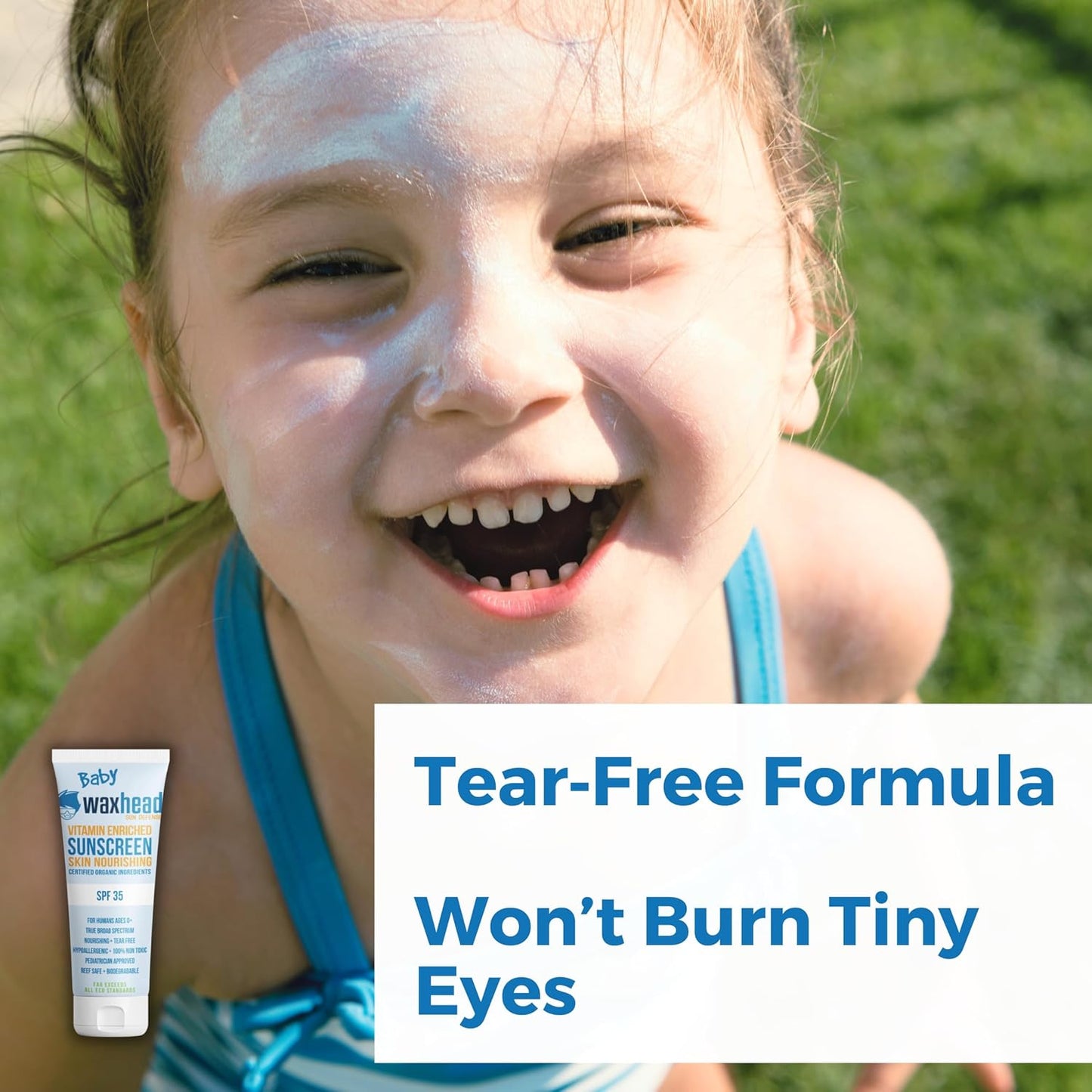 Waxhead Baby Sunscreen SPF 35 – Non-nano Zinc Oxide Mineral Lotion for 6-12 months Babies + 12-24 Toddlers | Natural Tear‑Free + Organic Hypoallergenic, Pediatrician‑Recommended Sunblock (4 oz)