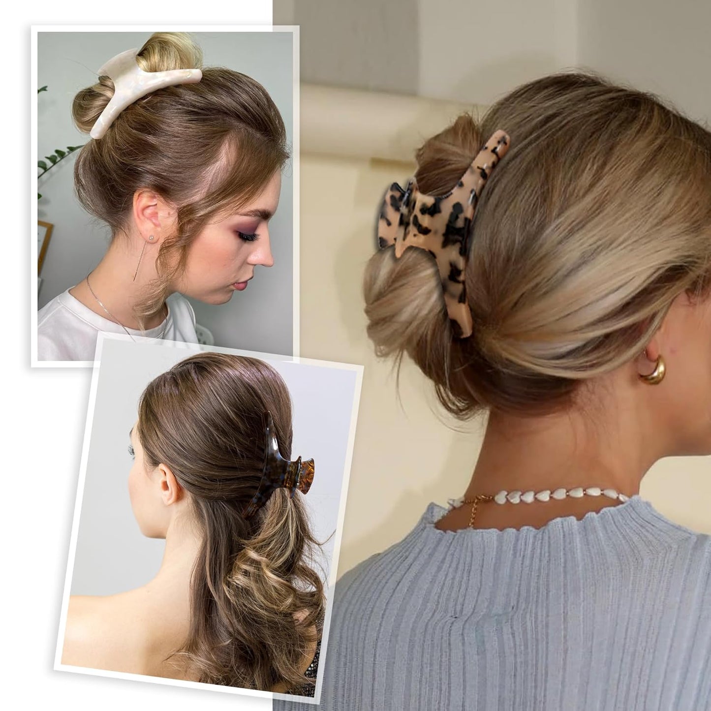 FAELBATY Hair Claw Clips Tortoise Barrettes Banana Hair Claw 4.5 Inch Big Hair Clips for Thin Thick Hair Hair Accessories for Women Girls (Brown)