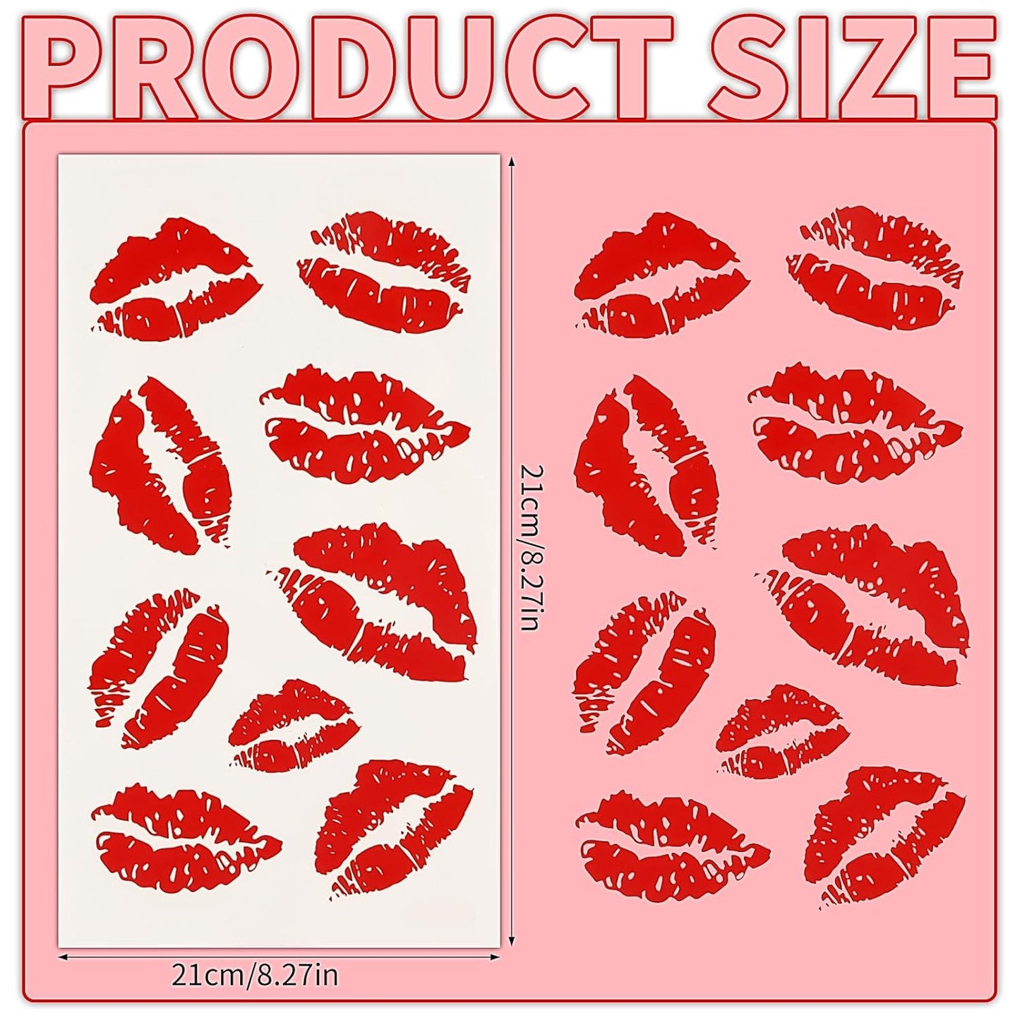 Red Lip Prints Temporary Tattoo Sticker Kiss Fake Tattoos Lip Waterproof Stickers for Adult Women Girls Face Body 2 Sheets