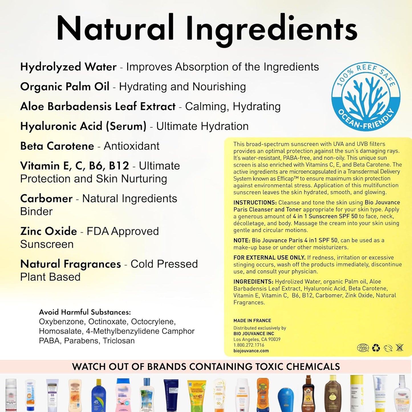 4 In 1 Sunscreen 2oz(60ml) | SPF50 Sunblock + Moisturizer + Anti-Aging + Antioxidant | Face&Body Sensitive Skin | Made in France