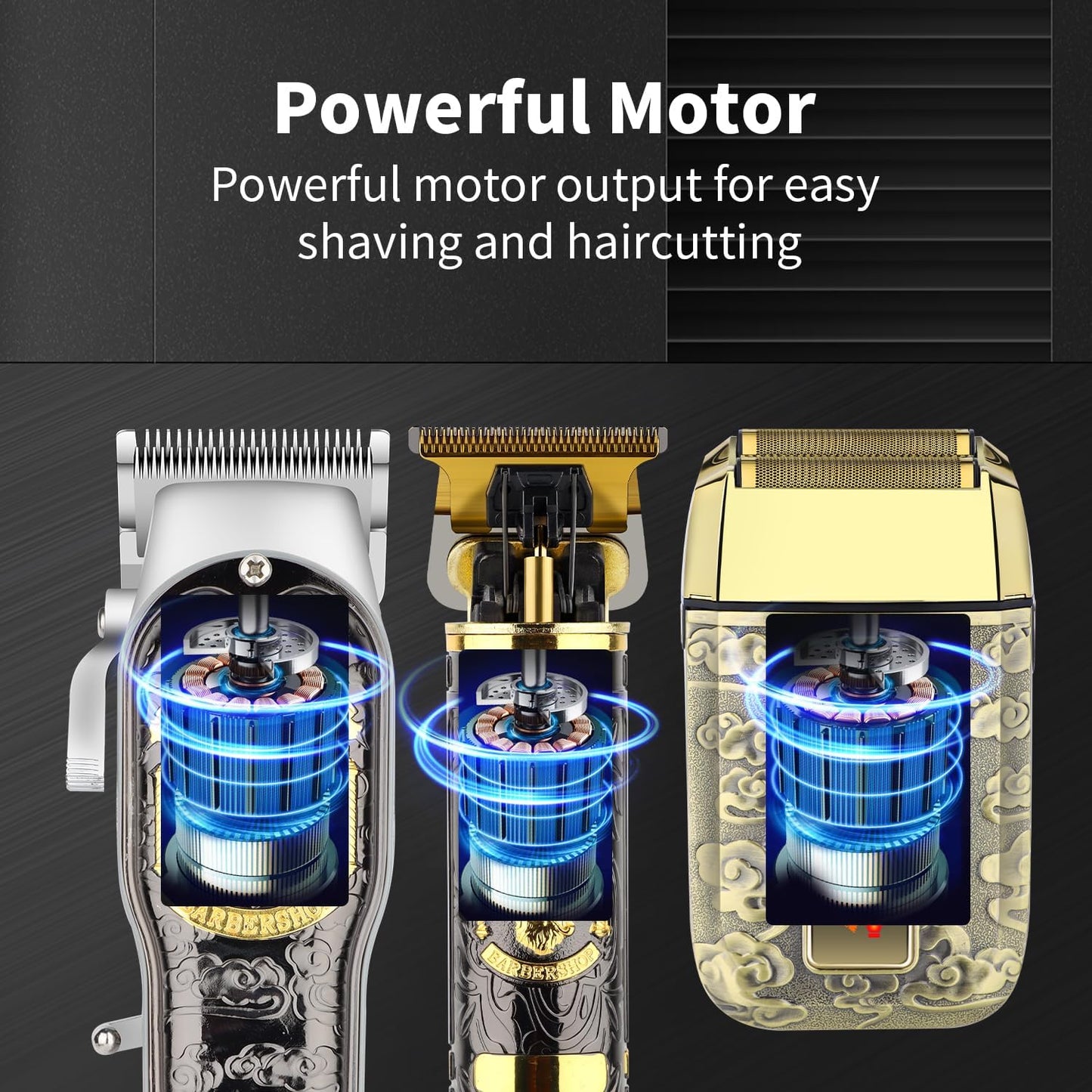 HIENA PRO Professional Hair Clipper Set for Men, Rechargeable Cordless Clippers and Trimmers Set, Electric Foil Shavers and Beard Trimmers, Hair Cutting Tools with LED Display, Gifts for Men