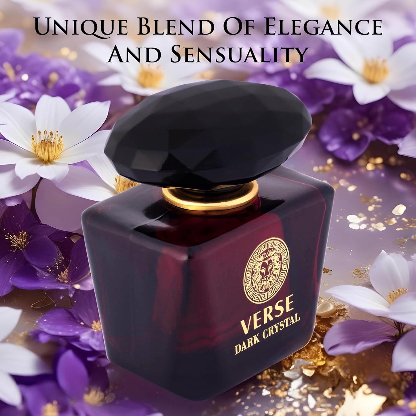 Verse Dark Crystal for Women 3.4fl Oz - Top Notes of Spicy Ginger & Cardamom with Pepper - Floral Tones of Orange Blossom & Creamy Coconut - Oriental Aroma with Warm & Musk - Elegant 100ml Bottle