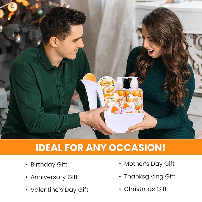 Draizee Mothers Day Gifts for Mom - Spa Gift Baskets for Women - 8 Pcs Luxury Citrus Scented Heel Shoe Design Bath and Body Spa Set - Self Care Package for Women, Present for Mom-Body Care Set for Her