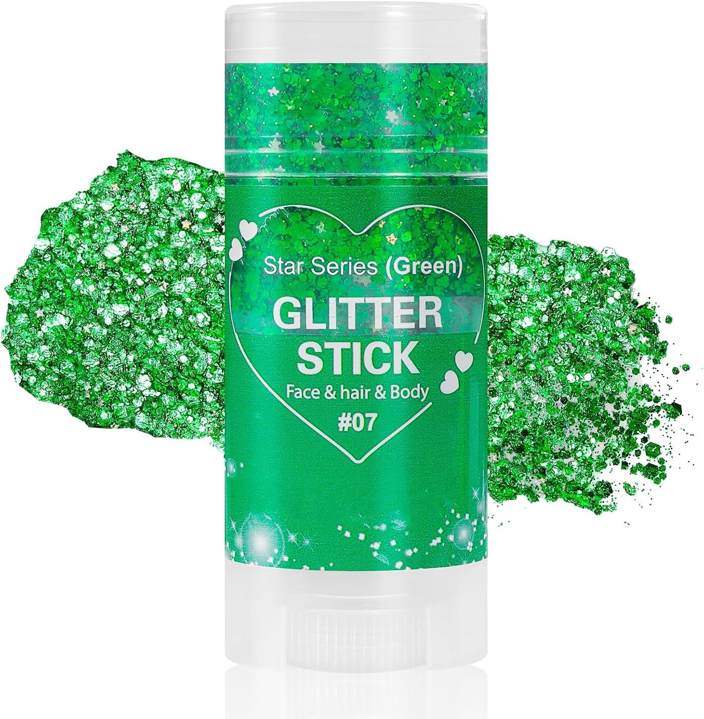 Mysense Green Body Glitter Stick,St Patricks Day Accessories,Mardi Gras Face Hair Glitter,Sparkling Mermaid Glitter Makeup,Chunky Glitter Face Paint,Festival Outfit Rave Accessories for Women and Kids