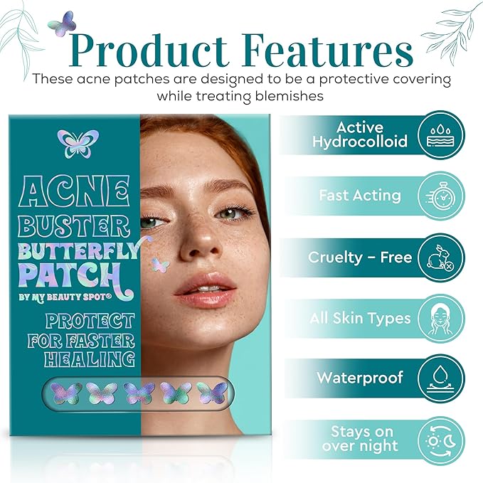 My Beauty Spot Pimple Patches Cute Acne Patches for Face 20 Pcs with Tea Tree Extra & Salicylic Acid, Butterfly, Daisy and Rainbow Colorful Fun Designs – Pimple Patches for Face Acne Spot Treatment