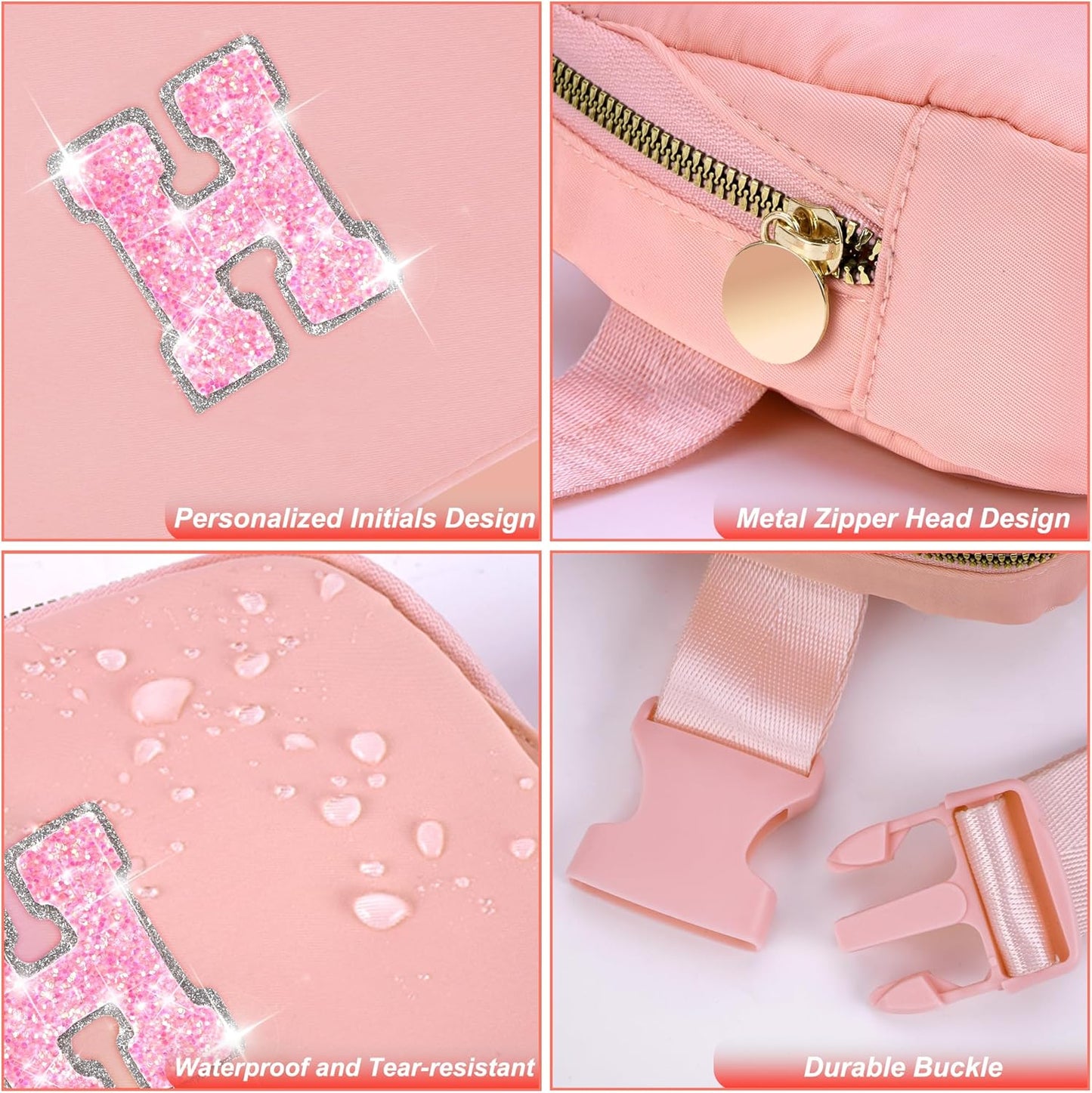 Monogrammed Gifts for Girls Women - Fanny Pack for Kids Teens,Crossbody Bag for Women Trendy Everywhere Belt Bag Monogrammed Crossbody Bag Waist Pack | Peach,Initial H