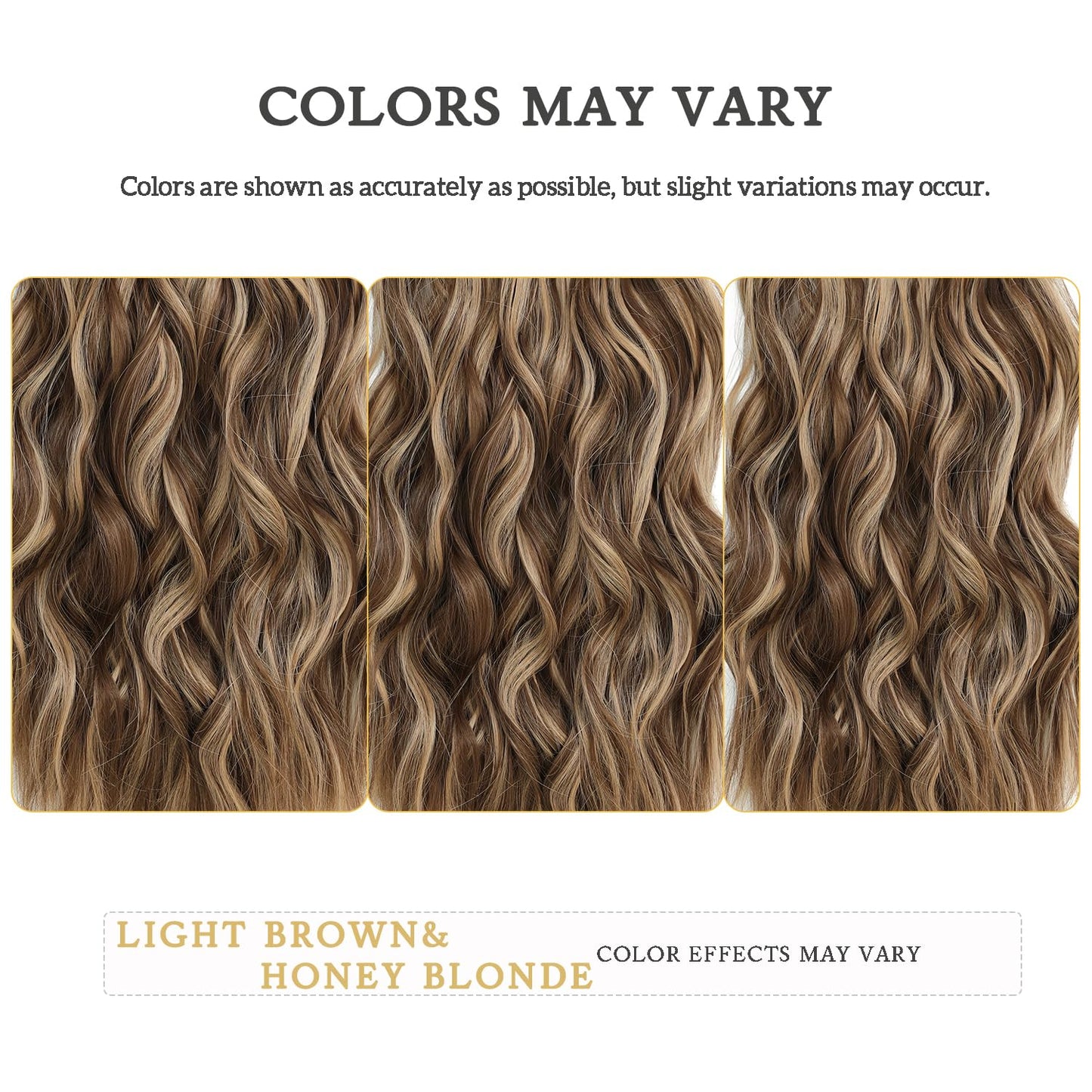 Clip in Long Wavy Synthetic Hair Extensions 20 Inch Light Brown with Blonde Highlights 6PCS Thick Hairpieces Fiber Double Weft Hair for Women