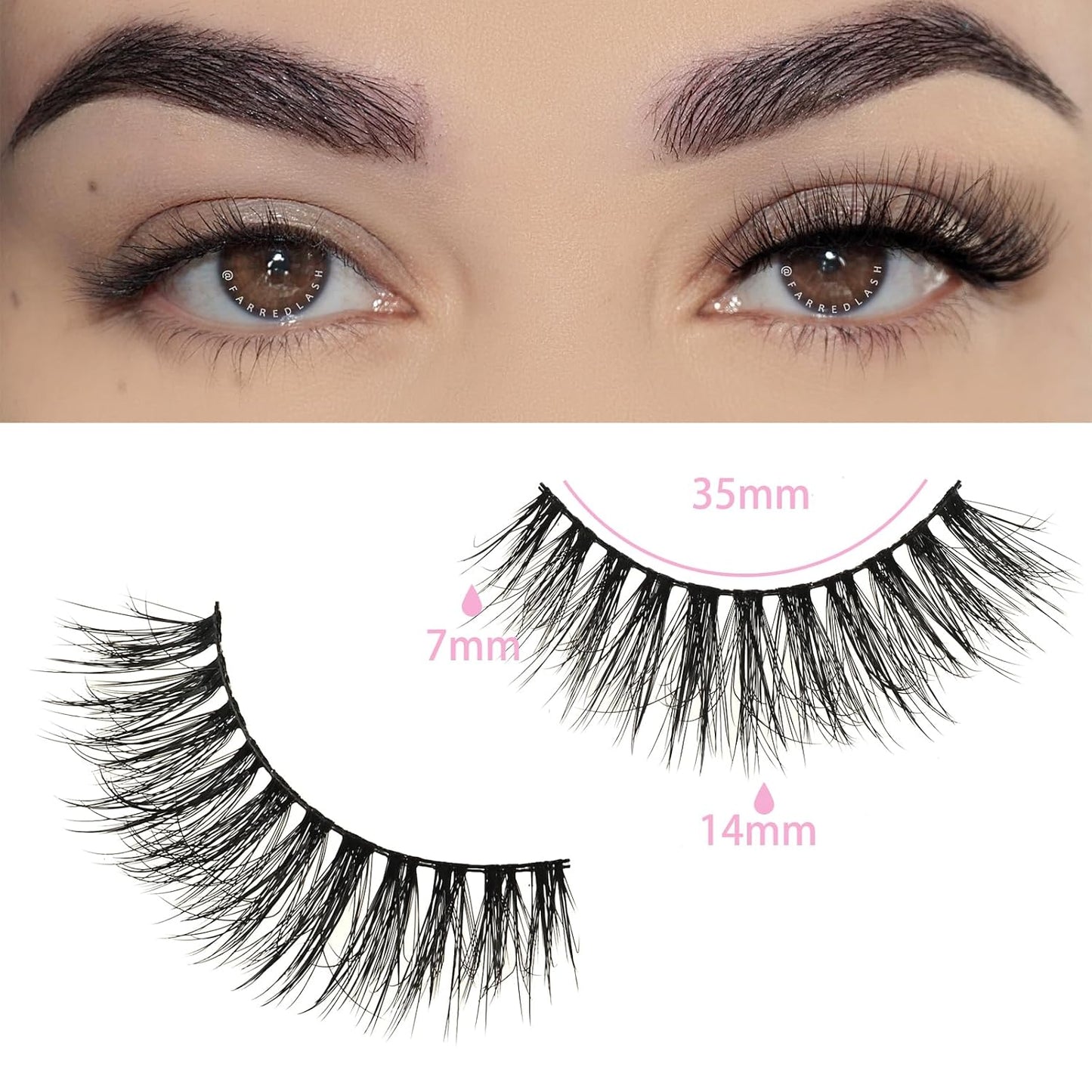 FARRED Natural Eyelashes Wispy Lashes Short False Eyelash Small Cat Eye Fake Lashes Full Pestañas Sets for MUA and Beginners Daily Makeup (F2 | 7-14mm)