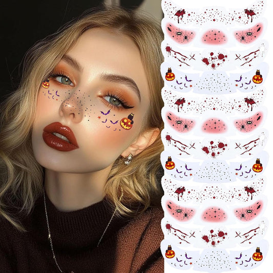 Glitter Freckles, 12 Pcs Sparkle Glitter Freckles Face Halloween Tattoos for Women Girls Temporary Face Tattoos Halloween Makeup Concert Festival Rave Accessories