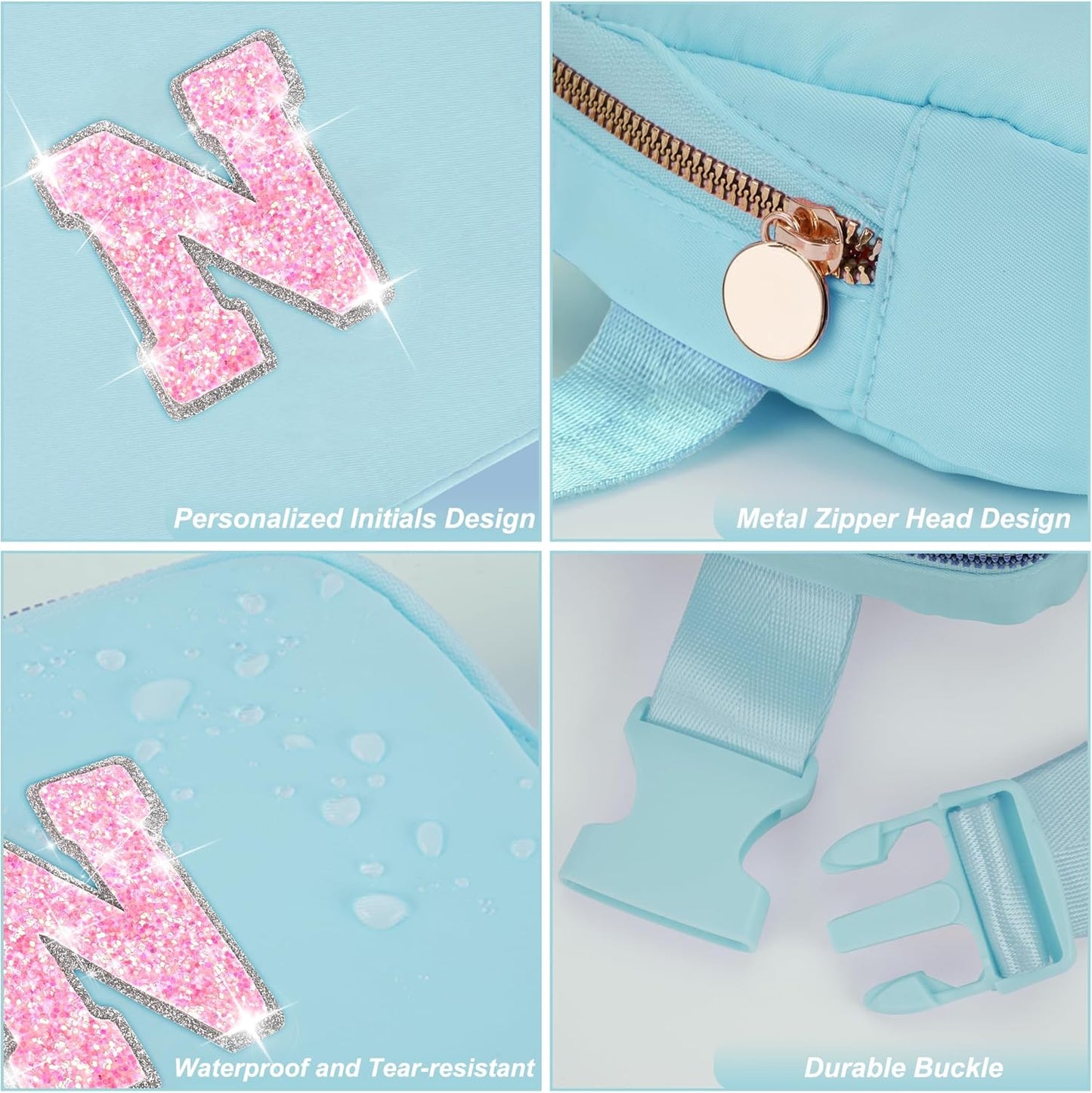 Fanny Pack Belt Bag Crossbody Bags with Initials Letter Patch Trendy Stuff for Teens Cute Stuff Birthday Gifts for Teenager Girls | N,Blue Bag