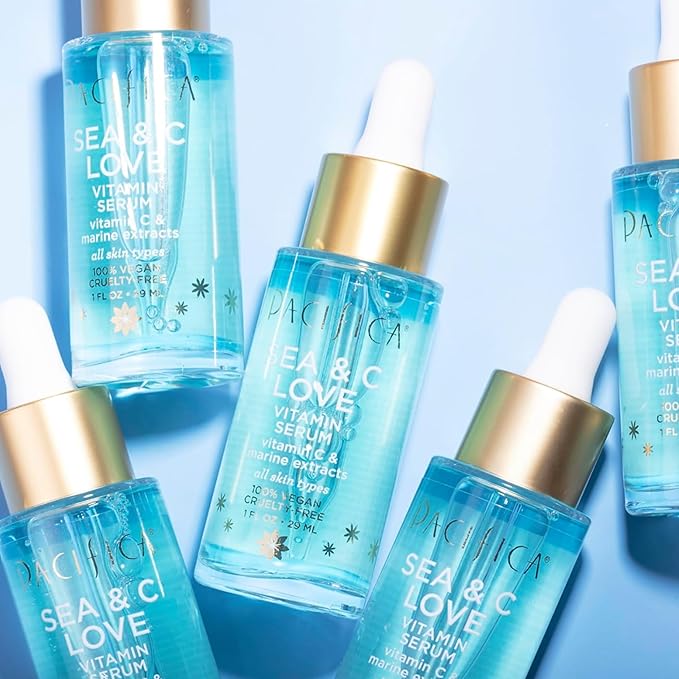 Pacifica Beauty Sea and C Love Vitamin C Serum, Skincare, Hyaluronic Acid, Green Tea, Marine Extracts, Blue Light Protection, Brightening, Lightweight, Face Care, Skin Care Serum, 1 fl oz (1 Count)