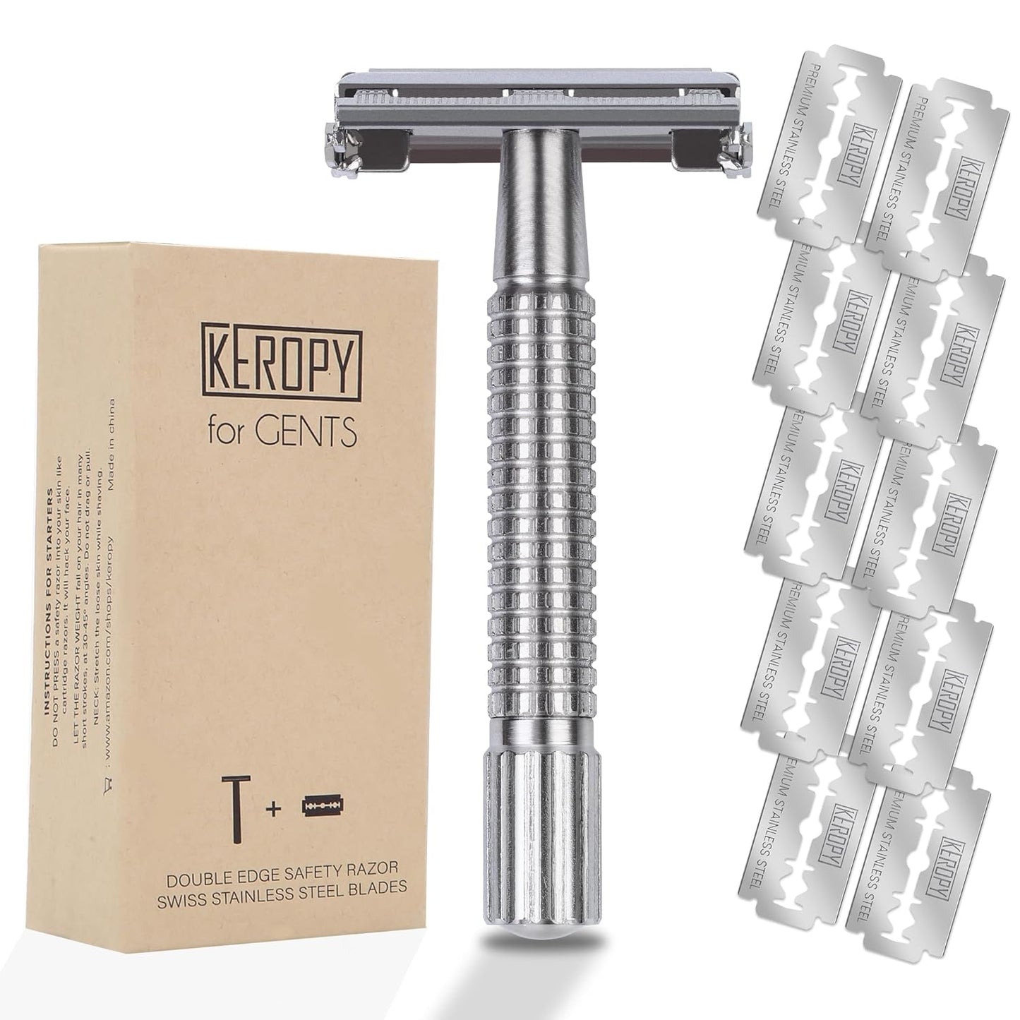 Double Edge Single Blade Safety Razor For Men and Women With 10 Premium Stainless Steel Refill Butterfly Metal Safety Razor, Reusable, Smooth Wet Shaving Experience, Eco-Friendly