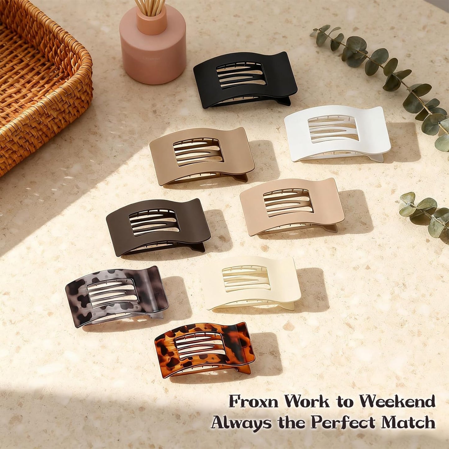 8 PCS French Flat Hair Clips for Women Girls,Matte Lay Flat Claw Clips, Large No-Slip Claw clips for Thick & Thin Hair, Strong Hold Styling Barrettes Accessories for Daily Styling