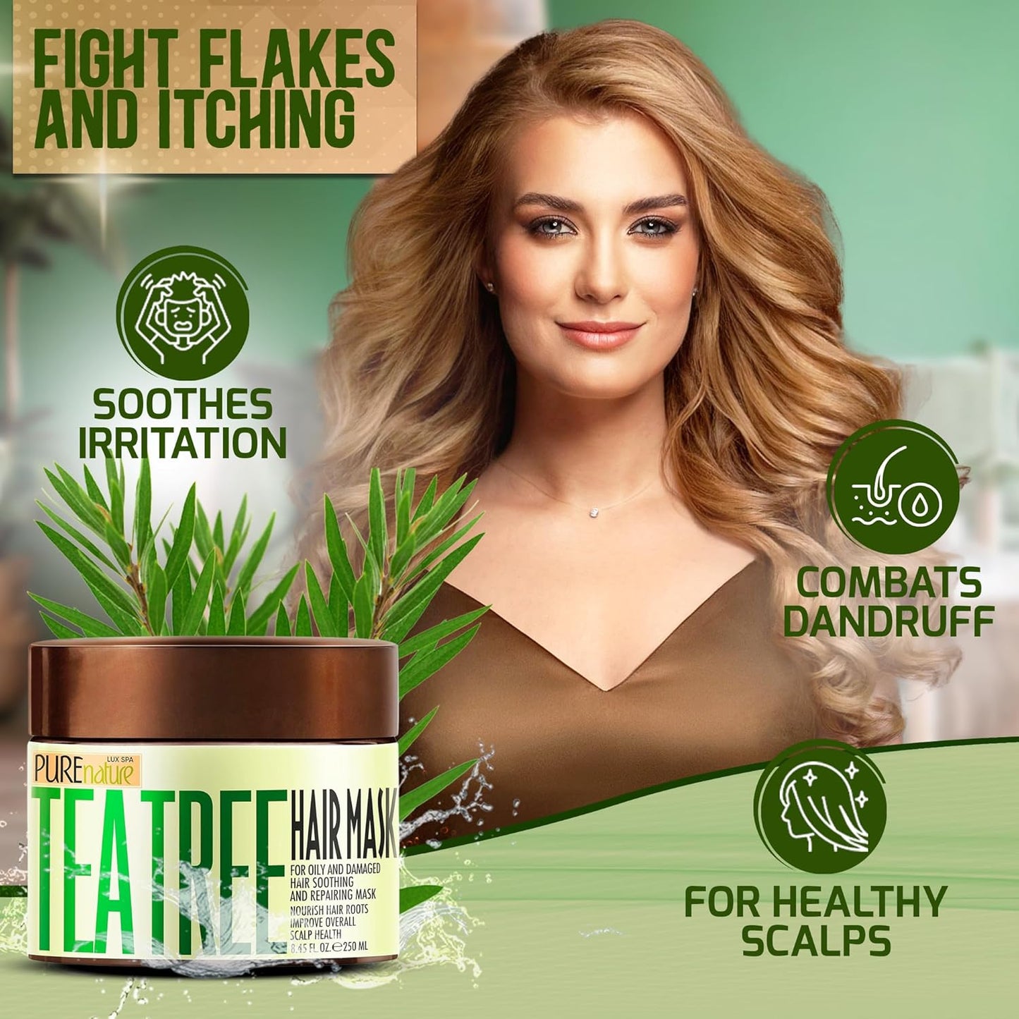 Tea Tree Oil Hair Mask - Conditioner and Deep Moisturizer Treatment for Dry Damaged Hair - With Hydrating Protein for Advanced Repair - Soothing for Itchy Scalps and Dandruff