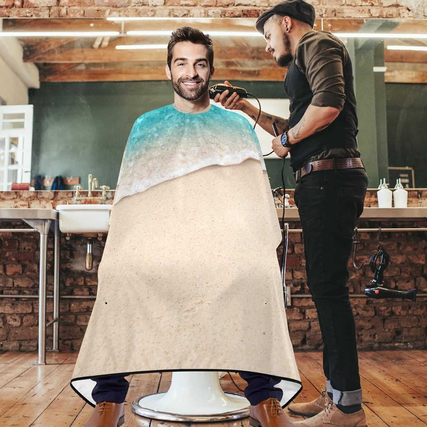 visesunny Professional Barber Cape Polyester Hair Cutting Clippings Catcher Grooming Cape Apron for Shaving Trimming For Men