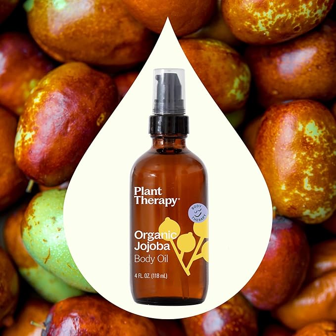 Plant Therapy Organic Jojoba Body Oil 4 fl. oz (118 mL) Base for Aromatherapy, Essential Oil or Massage use, For Hair and Skin, Moisturizing