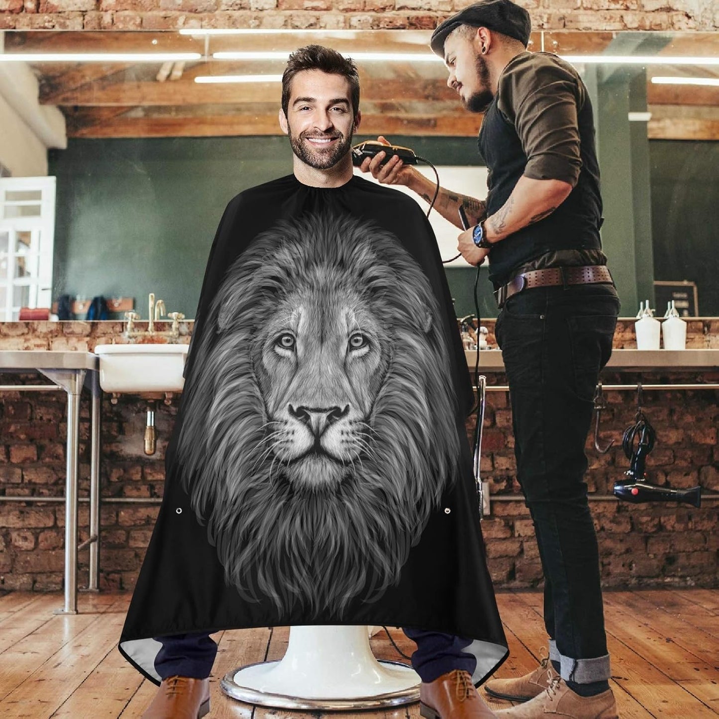 visesunny Professional Barber Cape Polyester Hair Cutting Clippings Catcher Grooming Cape Apron for Shaving Trimming For Men