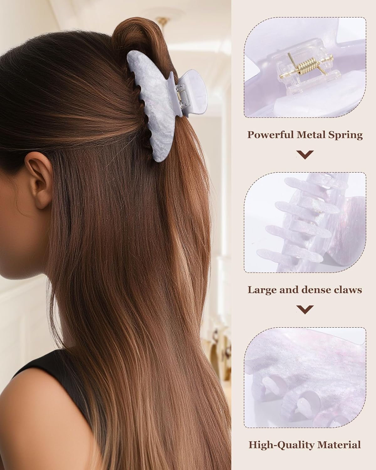 Molans 3PCS Hair Claw Clips Acrylic Clamps for women - Non-slip Strong Hold Barrettes for Thin Thick Hair, Medium hair clips Accessories
