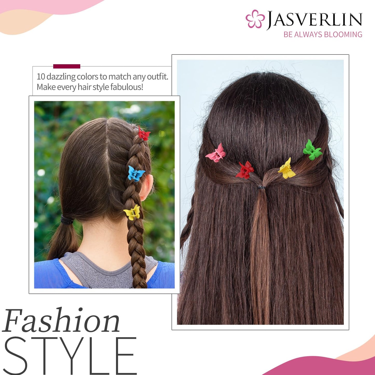 Colorful Mini Butterfly Hair Clips Claw Y2K 90s Cute No Slip Accessories for Women Girls Kids Thin Thick Curly Hair 50 pcs Set Bulk (Basic Color)