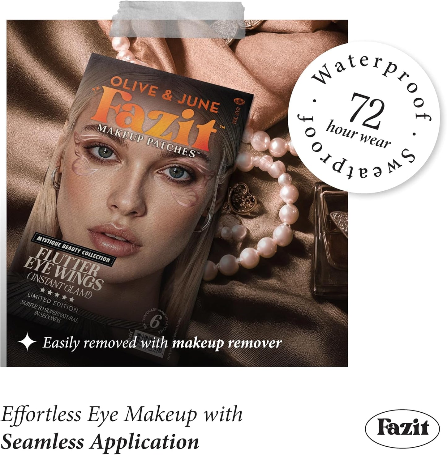 Fazit Makeup Patches - Halloween Flutter Eye Wings - Glow Up Make-Up Patches - Cute Glitter Makeup Accessories for Women - Cosmetic Glitter for Face