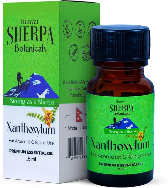 Sherpa Botanicals Xanthoxylum Premium Essential Oil - 100% Pure & Natural Oils - Ideal for Diffuser Blends, Aromatherapy, Home Fragrance - Unique Blend, Invigorating Scent - Vegan, Paraben-Free, 15mL