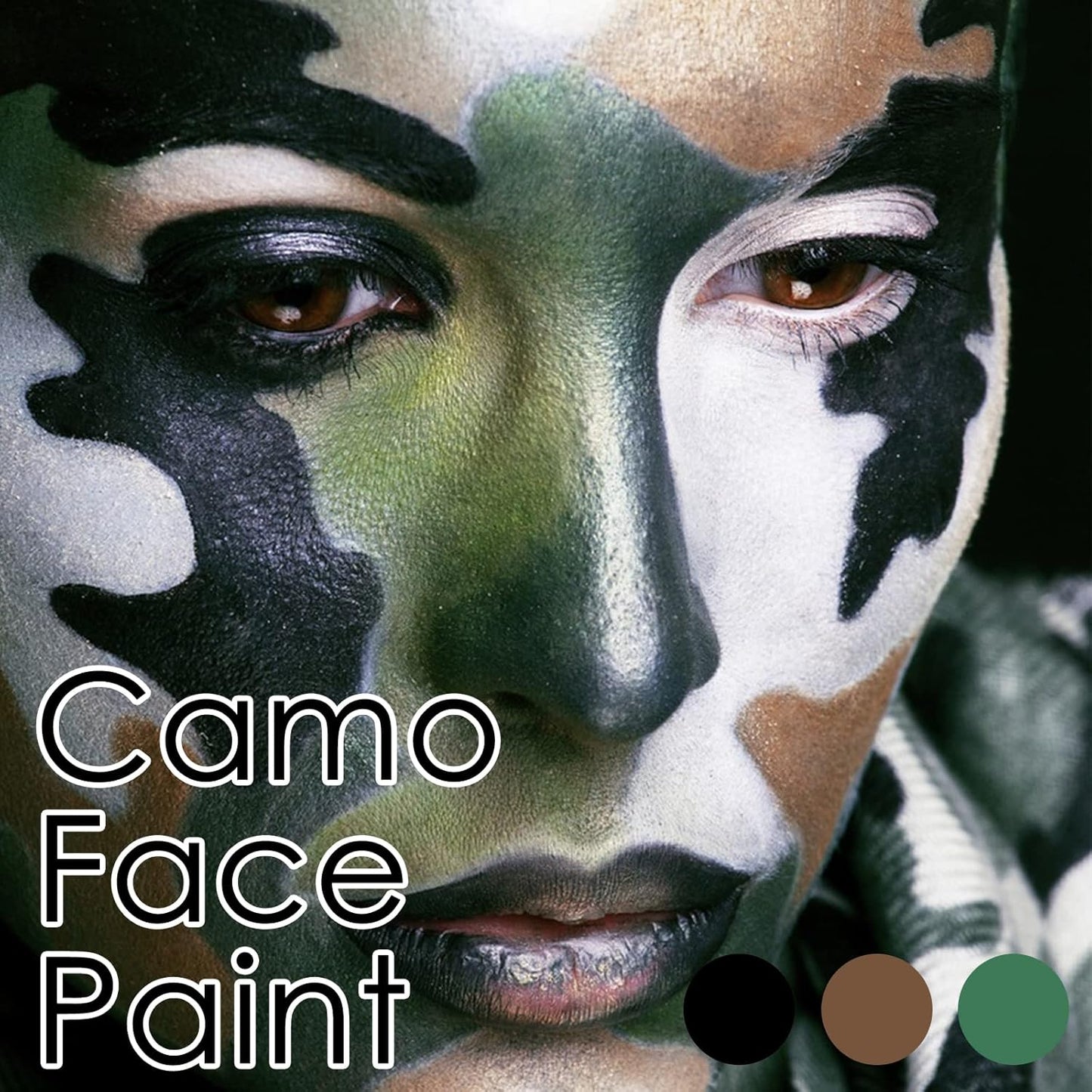 3 Colors Black Brown Green Face Body Paint Stick, Eye Black Baseball Sticks Camo Face Paint for Baseball/Football/Halloween/CS/Hunting/SFX Makeup Cream Face& Body Paint Easy to Blend-