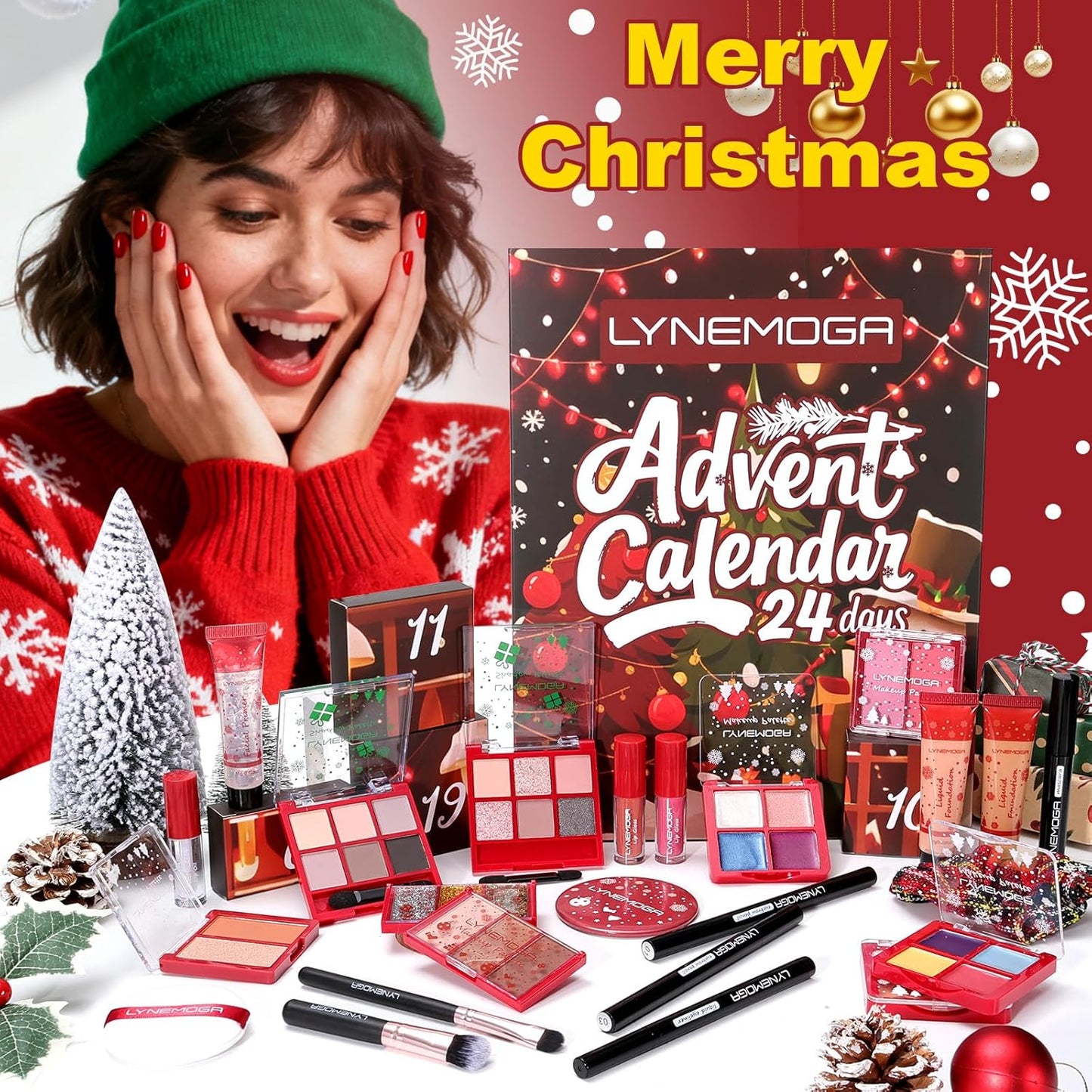 Makeup Advent Calendar 2025 Women Teen Girls,24 Days Christmas Beauty Make Up Sets for Party Festival, Advent Beauty Calendar 2025 Cosmetics Holiday Surprise Make Up Kits for Women Full Kit