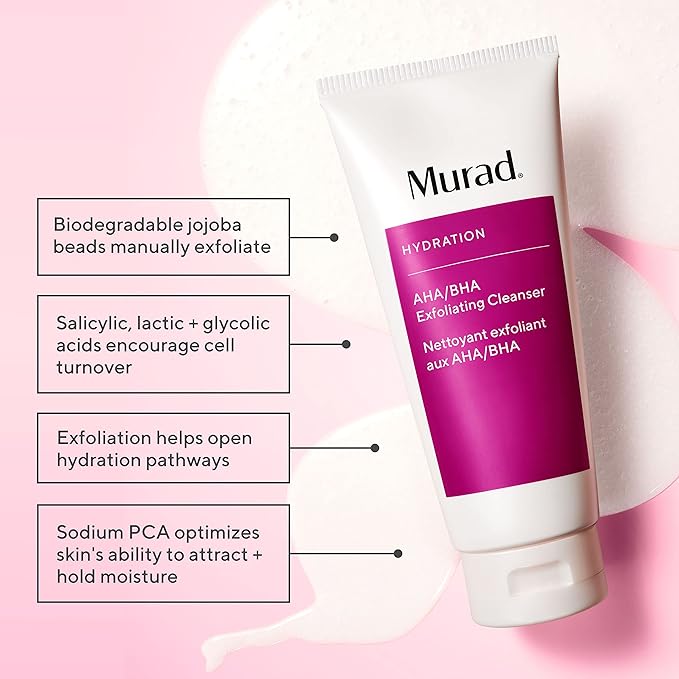 Murad Target Barrier Damage (3 Piece Value Set) - AHA/BHA Cleanser, Hyaluronic Cream Moisturizer, Cellular Hydration Serum - Regimen for Exfoliating, Moisturizing, and Repairing Skin Barrier