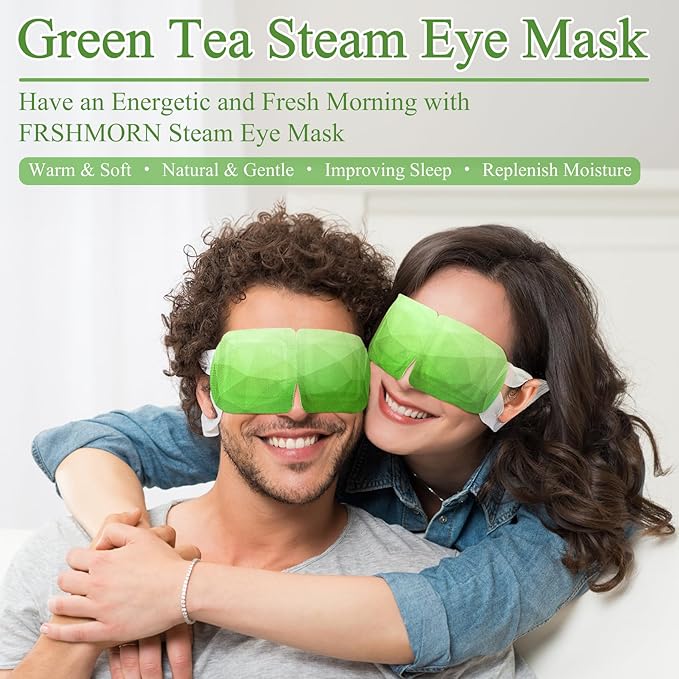 16 Packs Steam Eye Mask, Heated Eye Mask for Sleeping, Warm Compress for Eyes, Self Heating Disposal Eye Mask Comfortable Sleep Mask for Home, Office, Spa, Travel Essentials (Green Tea)