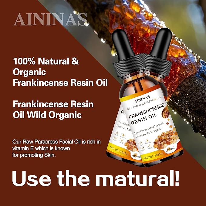 AININAS Organic Frankincense Resin Facial Oil - Reduces Fine Lines & Wrinkles, Soothes & Repairs Skin, Deep Hydration for Face & Body - 2 Fl Oz - Natural Anti-Aging Serum for Women & Men